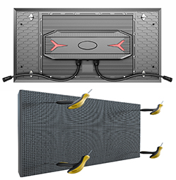 OFM Series Panlabas na access sa harapan 2ftx1ft IP68 mataas na liwanag Modular Led cabinet support 90°corner led video wall at LED cube